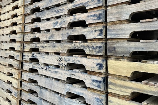 Wood pallets with blue stains, a known new pallet quality issue